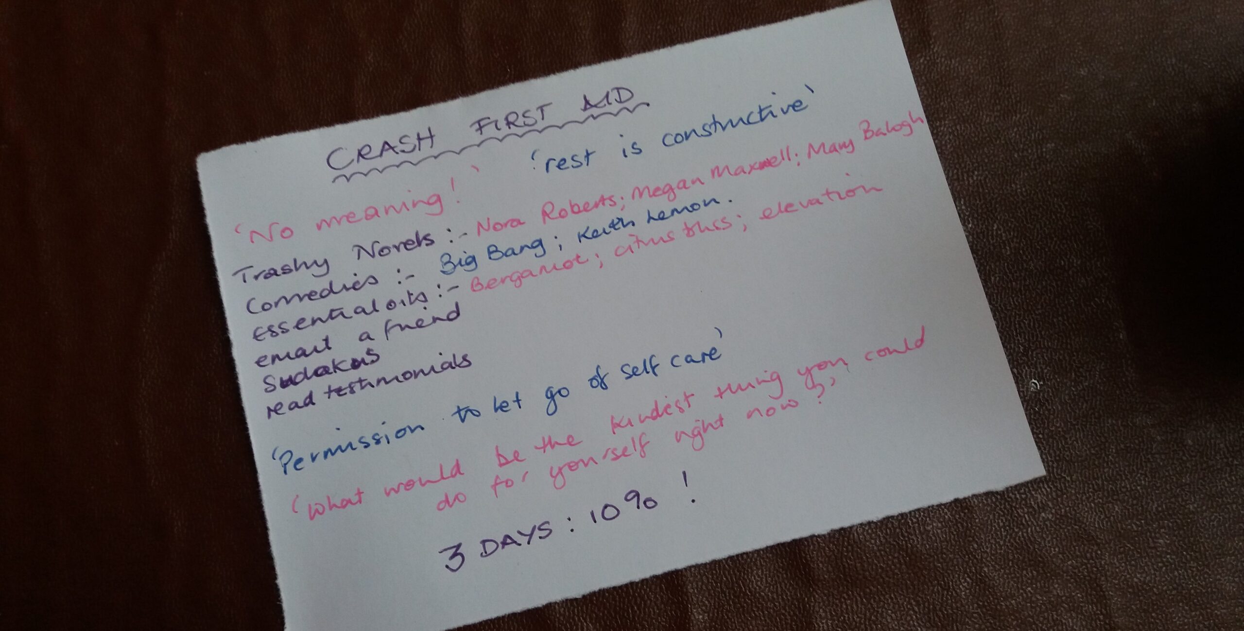 crash first aid postcard