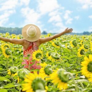 woman showing appreciation for life