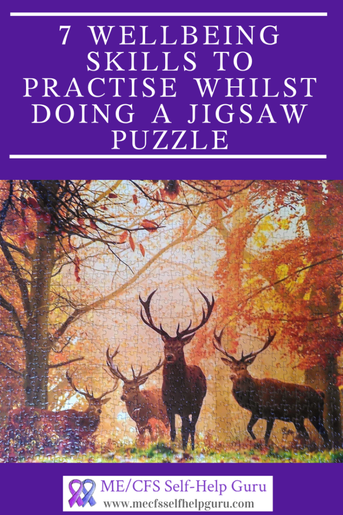Pin for 7 wellbeing skills to practise whilst doing a jigsaw puzzle